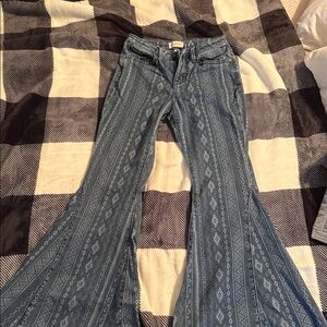 Patterned Flare Jeans